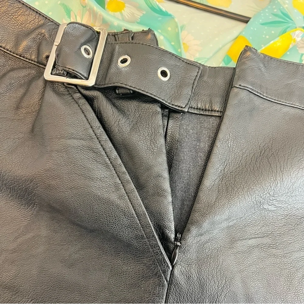 ZARA TRF Black Faux Leather Mini Moto Skirt Size M | Edgy Streetwear Night Out